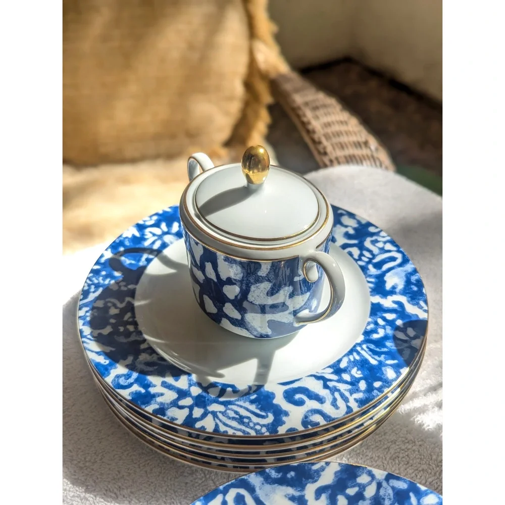 Ralph Lauren Round Hill SET 6 + Sugar Bowl SALAD BREAD & BUTTER SAUCERS Total 37